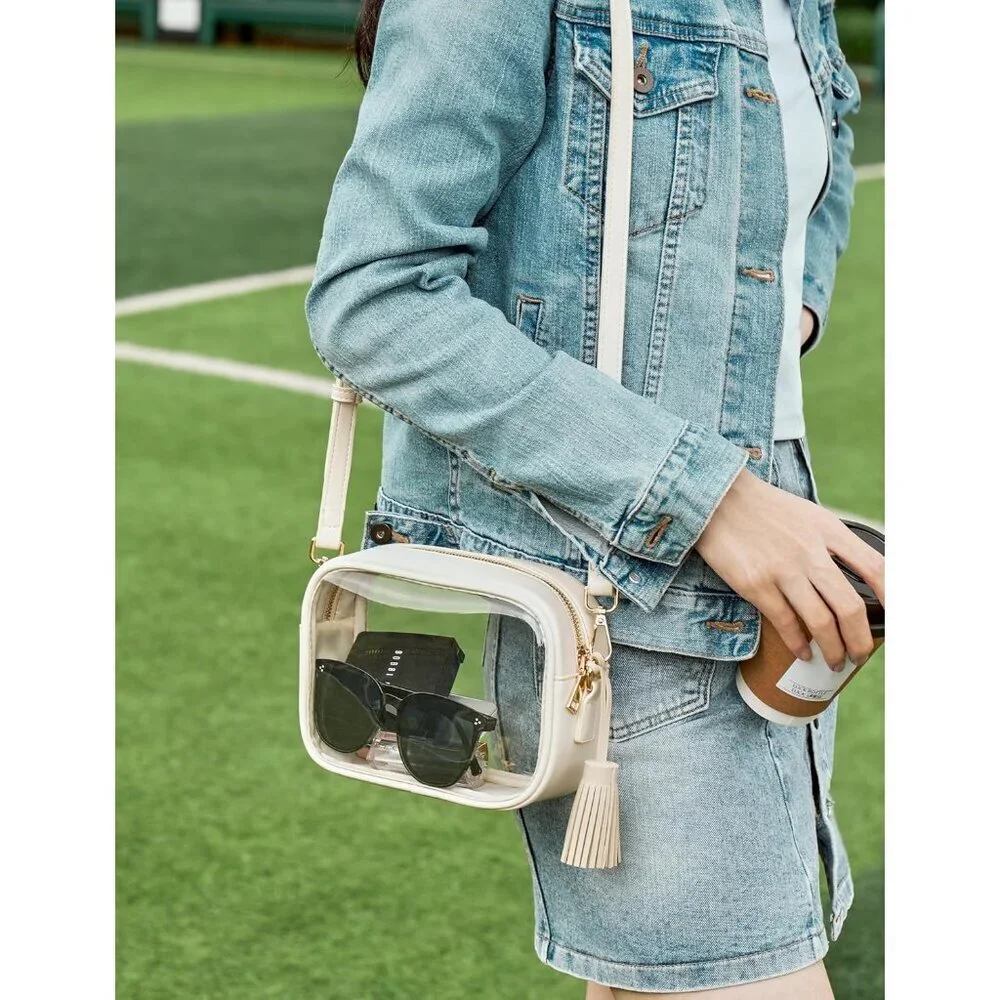 Clear Crossbody Bag PVC Small Stadium Approved Water-Resistant Women